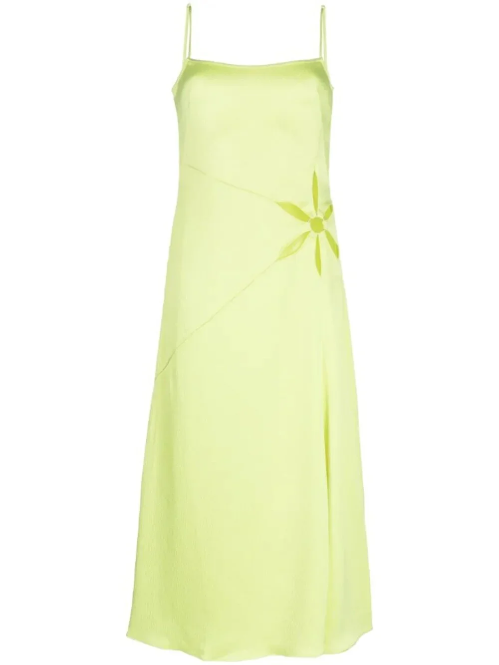 Cult Gaia Imogen Hammered Satin Floral Cutout Midi Dress Size 8 NWOT - Picture 3 of 10
